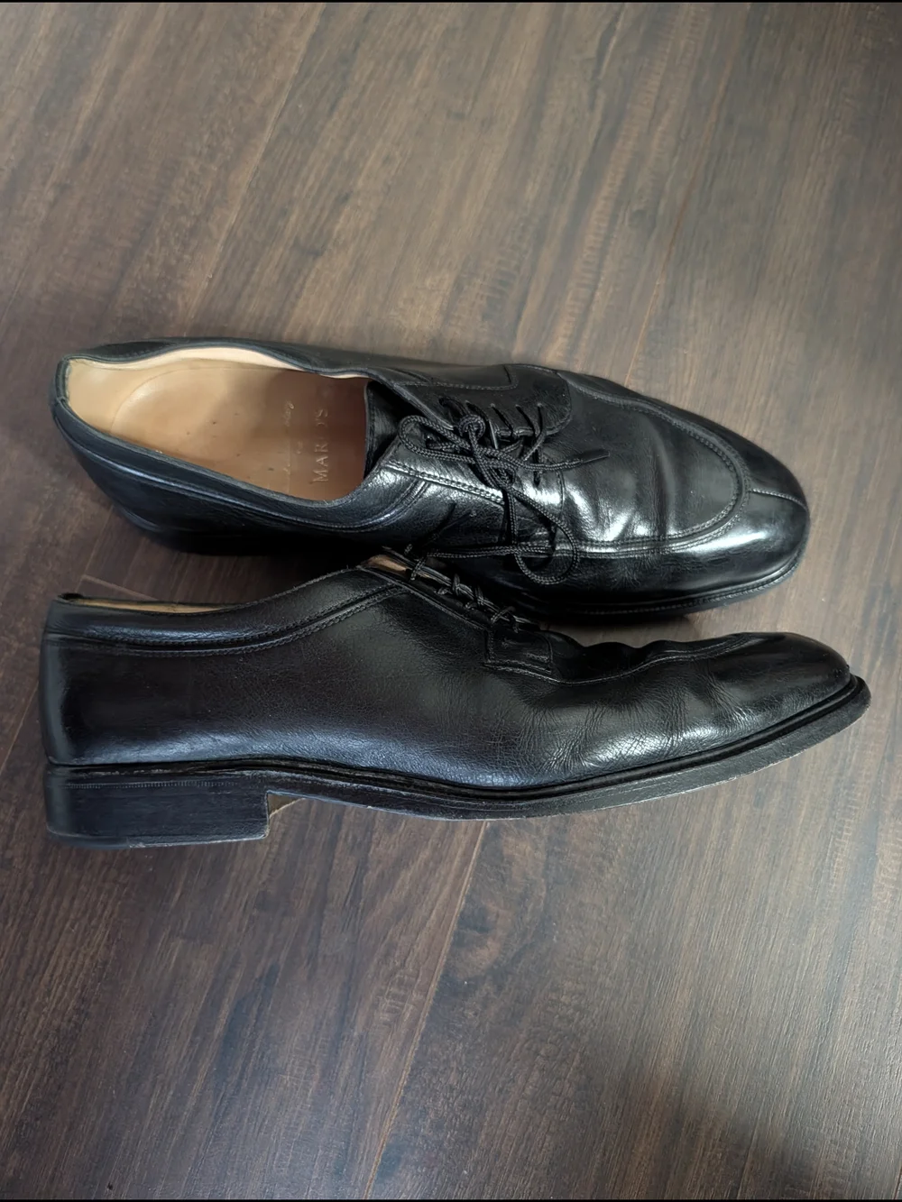 GRAVAITI Black Leather Handmade In Italy Mens Derby Norwegian Toe Shoes 10.5